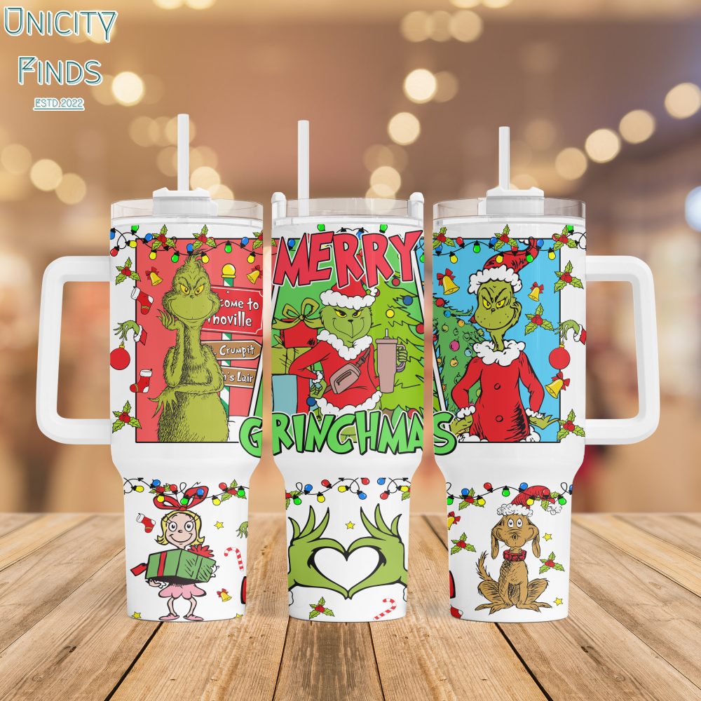 The Grinch Movies Custom Stanley Quencher 40Oz Stainless Steel Tumbler With Handle