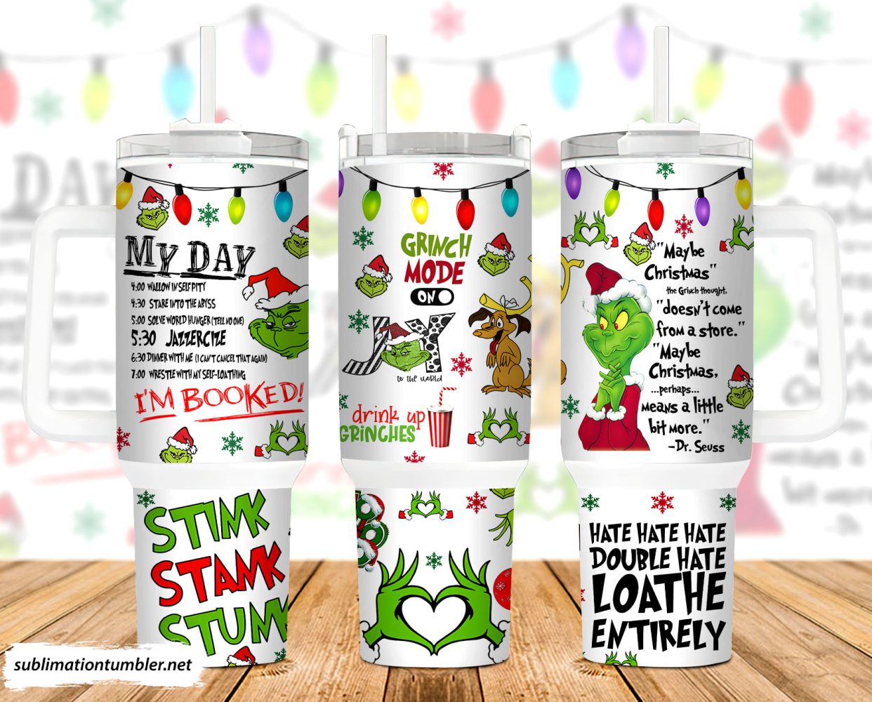 The Grinch Movies Custom Stanley Quencher 40Oz Stainless Steel Tumbler With Handle