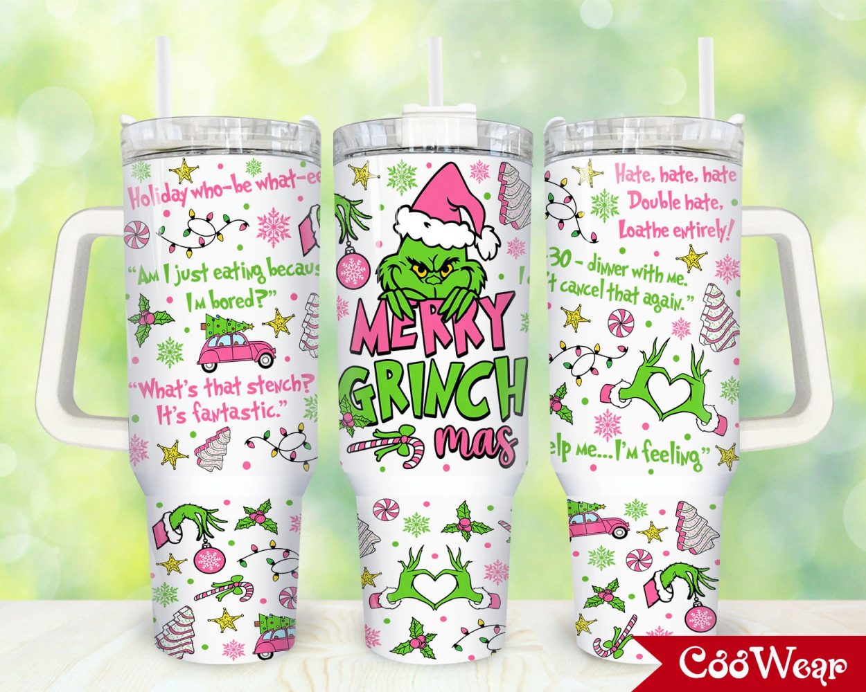 The Grinch Movies Custom Stanley Quencher 40Oz Stainless Steel Tumbler With Handle