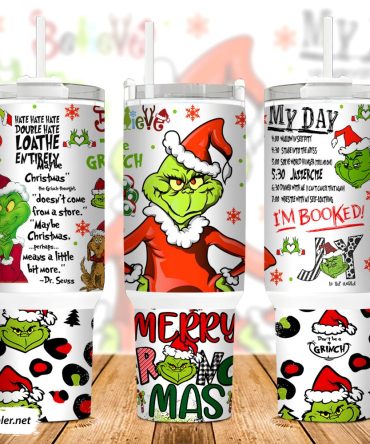 The Grinch Movies Custom Stanley Quencher 40Oz Stainless Steel Tumbler With Handle