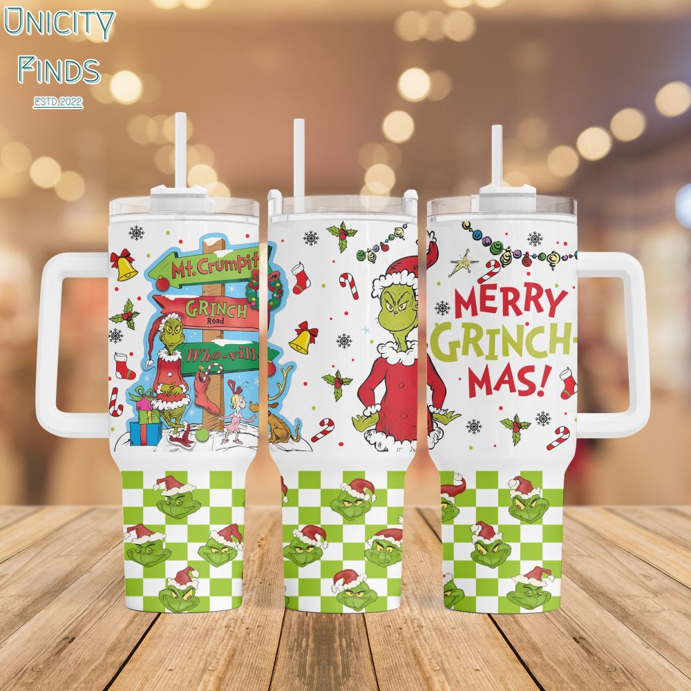 The Grinch Movies Custom Stanley Quencher 40Oz Stainless Steel Tumbler With Handle