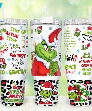 The Grinch Movies Custom Stanley Quencher 40Oz Stainless Steel Tumbler With Handle