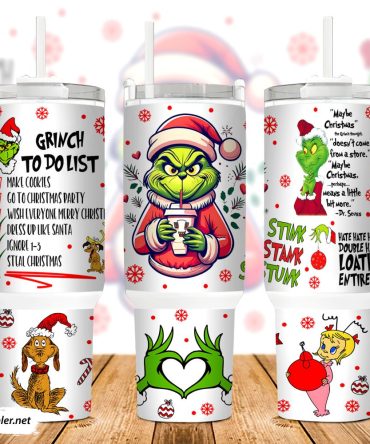 The Grinch Movies Custom Stanley Quencher 40Oz Stainless Steel Tumbler With Handle