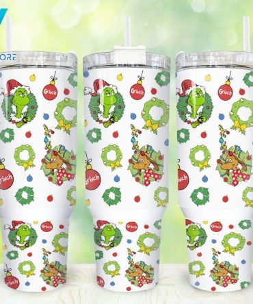 The Grinch Movies Custom Stanley Quencher 40Oz Stainless Steel Tumbler With Handle