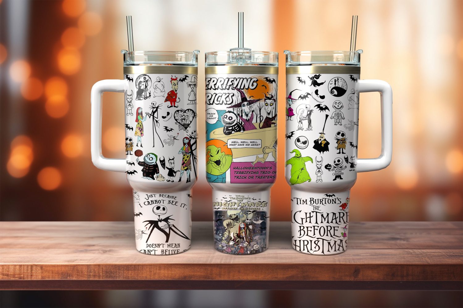 The Nightmare Before Christmas Custom Stanley Quencher 40Oz Stainless Steel Tumbler With Handle