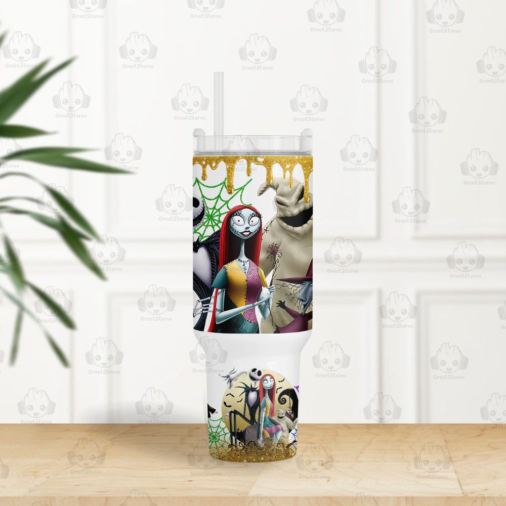 The Nightmare Before Christmas Disney Movies Custom Stanley Quencher 40Oz Stainless Steel Tumbler With Handle - Image 4