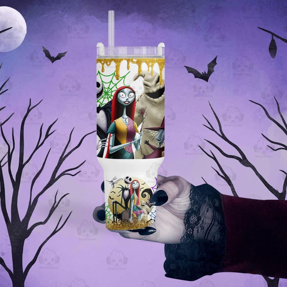 The Nightmare Before Christmas Disney Movies Custom Stanley Quencher 40Oz Stainless Steel Tumbler With Handle - Image 2