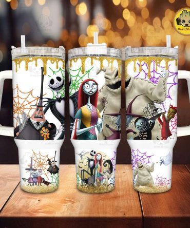 The Nightmare Before Christmas Disney Movies Custom Stanley Quencher 40Oz Stainless Steel Tumbler With Handle
