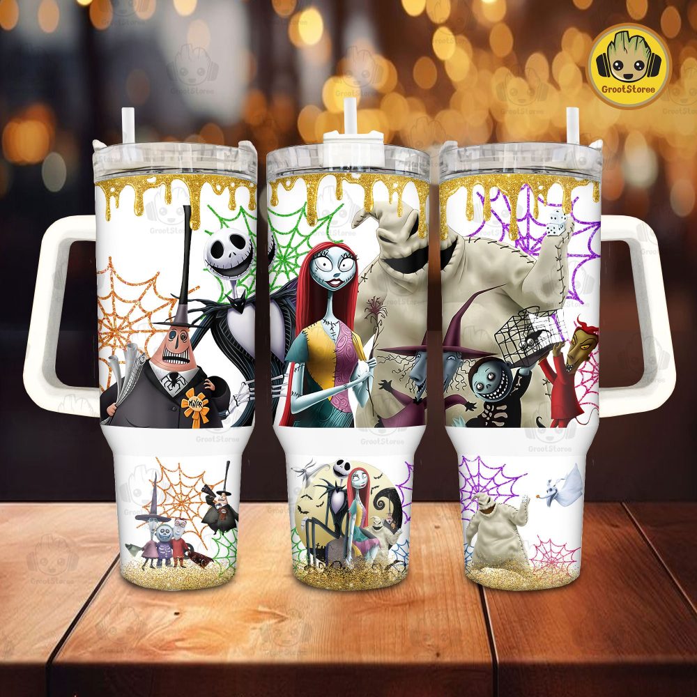 The Nightmare Before Christmas Disney Movies Custom Stanley Quencher 40Oz Stainless Steel Tumbler With Handle