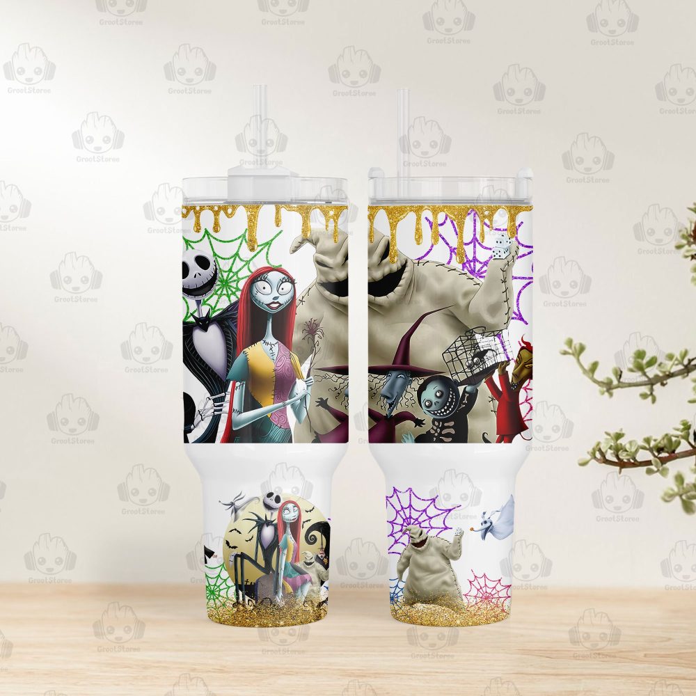 The Nightmare Before Christmas Disney Movies Custom Stanley Quencher 40Oz Stainless Steel Tumbler With Handle - Image 3