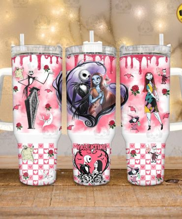 Valentine The Nightmare Before Christmas Disney Movies Custom Stanley Quencher 40Oz Stainless Steel Tumbler With Handle