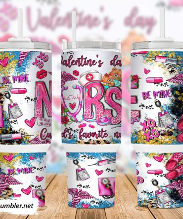 Valentines Nurse Custom Stanley Quencher 40Oz Stainless Steel Tumbler With Handle