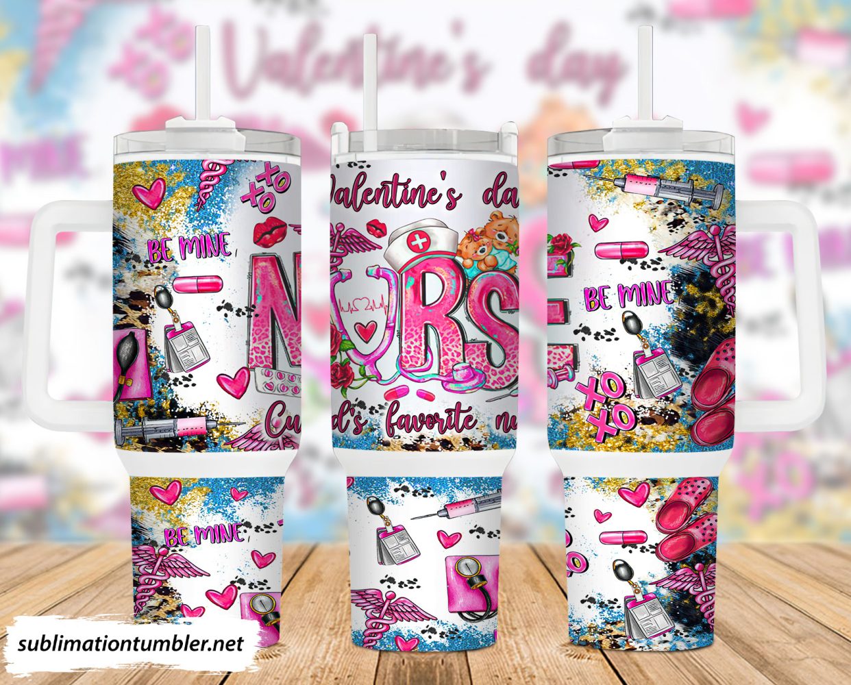 Valentines Nurse Custom Stanley Quencher 40Oz Stainless Steel Tumbler With Handle