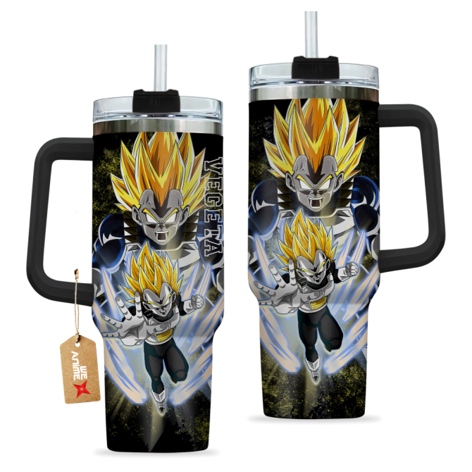 Vegeta Super Saiyan 2 Dragon Ball Anime Custom Stanley Quencher 40Oz Stainless Steel Tumbler With Handle - Image 3
