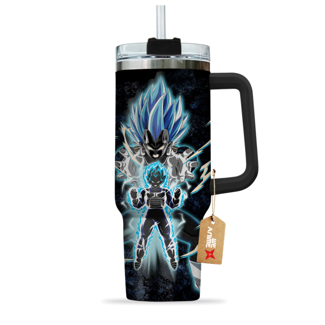 Vegeta Super Saiyan Blue Dragon Ball Anime Custom Stanley Quencher 40Oz Stainless Steel Tumbler With Handle - Image 3