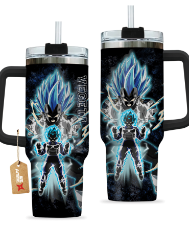 Vegeta Super Saiyan Blue Dragon Ball Anime Custom Stanley Quencher 40Oz Stainless Steel Tumbler With Handle