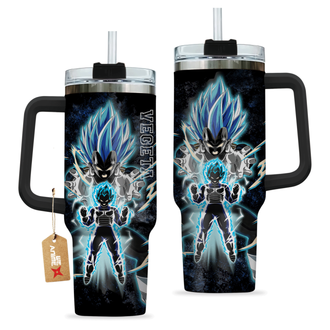 Vegeta Super Saiyan Blue Dragon Ball Anime Custom Stanley Quencher 40Oz Stainless Steel Tumbler With Handle