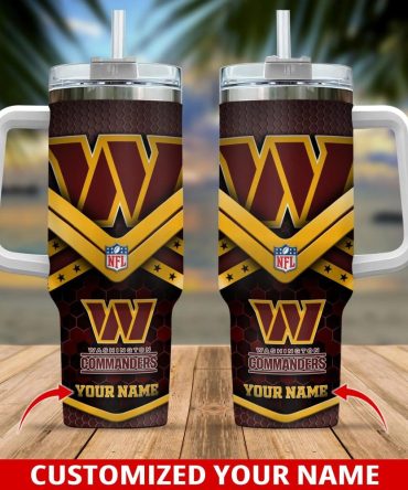 Washington Commanders Nfl Custom Stanley Quencher 40Oz Stainless Steel Tumbler With Handle