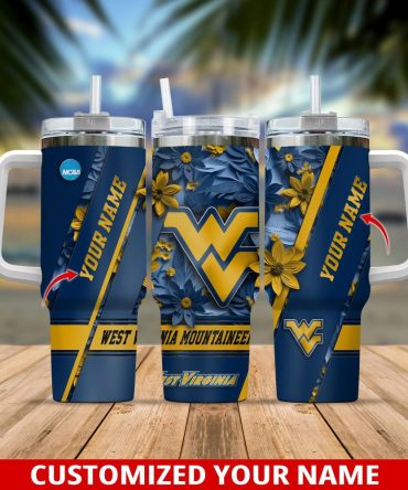 West Virginia Mountaineers Ncaa Custom Stanley Quencher 40Oz Stainless Steel Tumbler With Handle