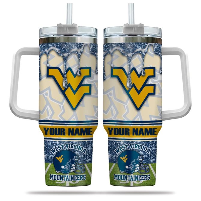 West Virginia Mountaineers Ncaa Glitter Custom Stanley Quencher 40Oz Stainless Steel Tumbler With Handle - Image 5