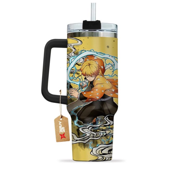 Zenitsu Agatsuma Kimestu No Yaiba Anime Custom Stanley Quencher 40Oz Stainless Steel Tumbler With Handle - Image 4
