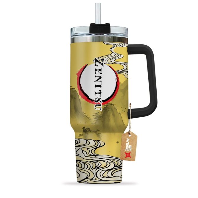 Zenitsu Agatsuma Kimestu No Yaiba Anime Custom Stanley Quencher 40Oz Stainless Steel Tumbler With Handle - Image 2
