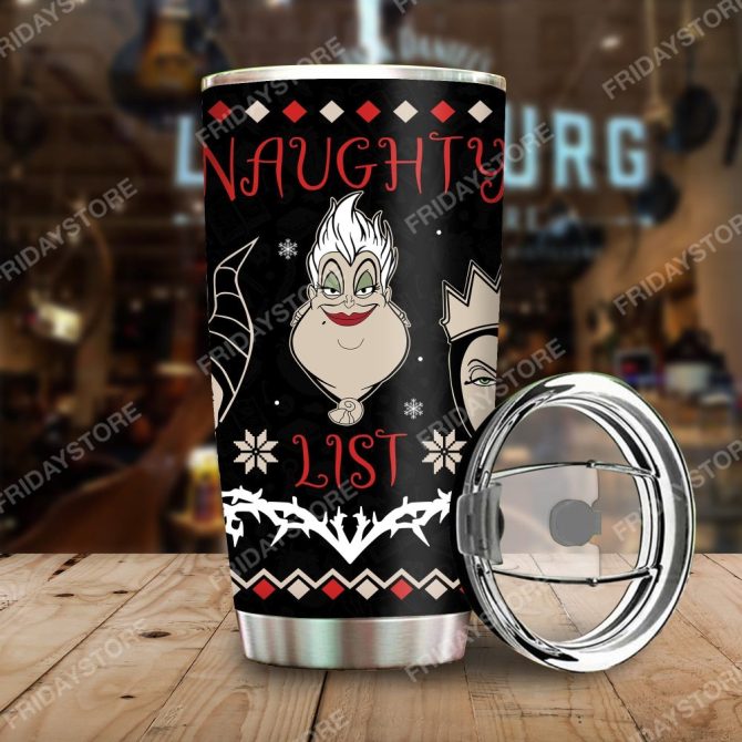 Naughty List Tumbler - Fun Holiday Travel Mug With Lid , 20Oz Stainless Steel