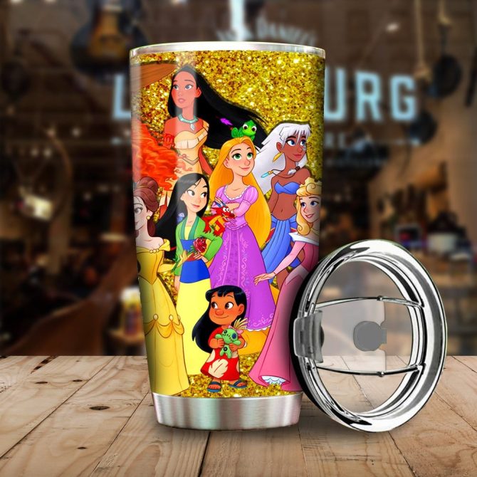 Magical Princess Tumbler With Glitter Finish - Insulated Travel Cup For Kids & Fans