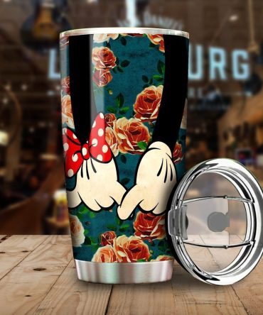 Floral Cartoon Hand Gesture Tumbler - Cute Stainless Steel Insulated Cup With Lid, 20Oz