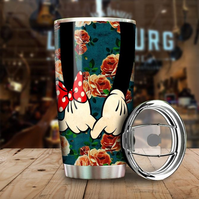 Floral Cartoon Hand Gesture Tumbler - Cute Stainless Steel Insulated Cup With Lid, 20Oz