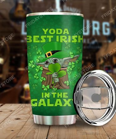 Yoda Irish Galaxy Tumbler - Unique Shamrock Design Insulated Cup