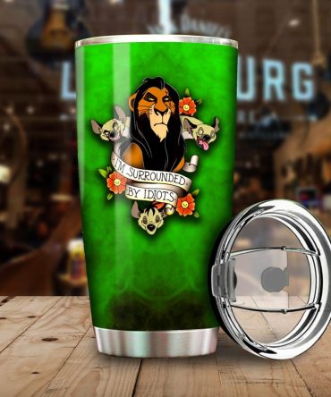 Green Lion Insulated Tumbler - 'I'M Surrounded By Idiots' Design, 20Oz Stainless Steel Mug