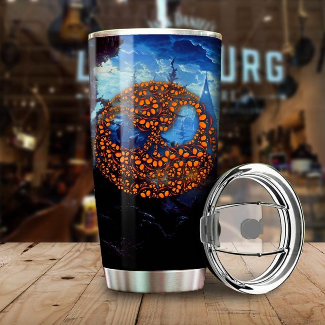 Spooky Pumpkin Stainless Steel Tumbler - Insulated Travel Mug With Lid For Hot & Cold Drinks