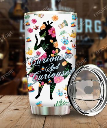 Whimsical Floral Tumbler - Curiouser & Curiouser Design, Insulated Travel Mug, 20Oz