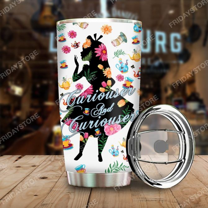 Whimsical Floral Tumbler - Curiouser & Curiouser Design, Insulated Travel Mug, 20Oz