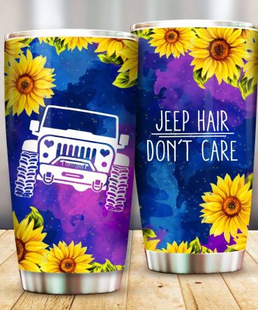 Vibrant Jeep Hair Tumbler With Sunflower Design – Durable Travel Mug For Adventure Lovers