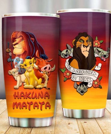 Colorful Lion King Tumbler Set - Hakuna Matata & Scar Design - Perfect Gift For Fans