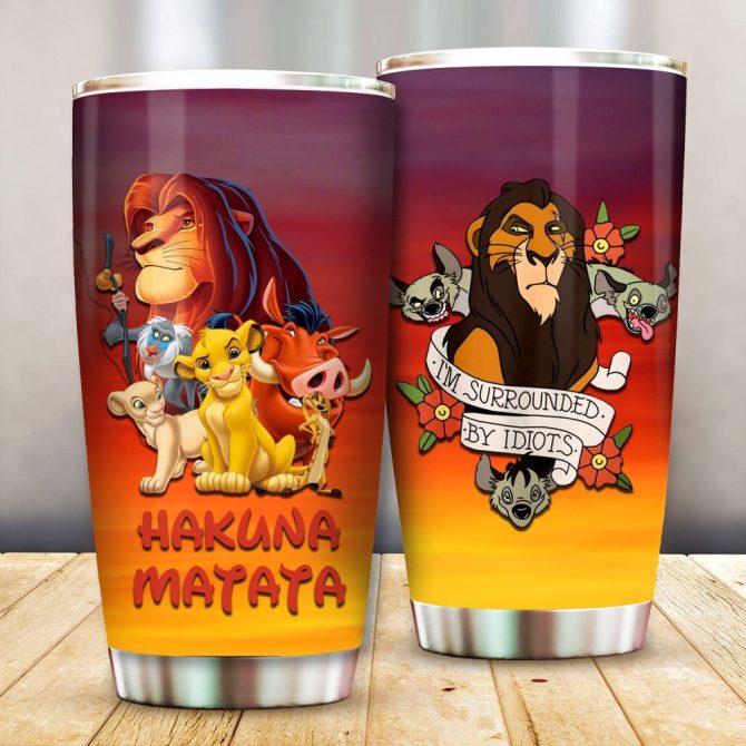 Colorful Lion King Tumbler Set - Hakuna Matata & Scar Design - Perfect Gift For Fans