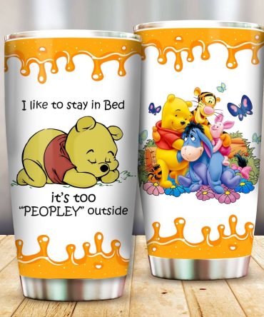 Cozy Winnie The Pooh Tumbler - Double-Wall Insulated Cup For Home & Travel - Cute Bedtime Quote & Friends Design