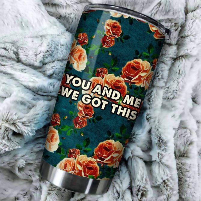 Floral Cartoon Hand Gesture Tumbler - Cute Stainless Steel Insulated Cup With Lid, 20Oz - Image 3