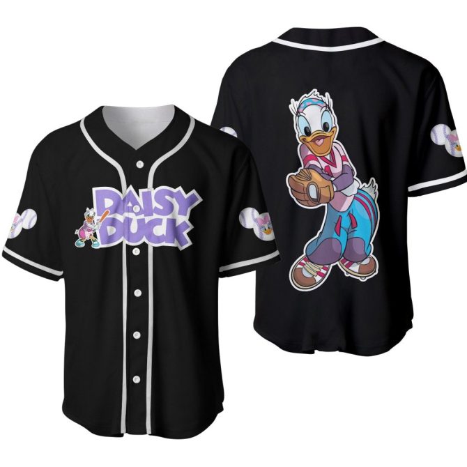 Daisy Duck Baseball Jersey Shirt - Cartoon Sportswear For Fans - Unisex Black Graphic Tee