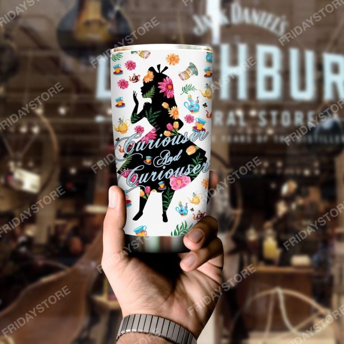 Whimsical Floral Tumbler - Curiouser & Curiouser Design, Insulated Travel Mug, 20Oz - Image 4