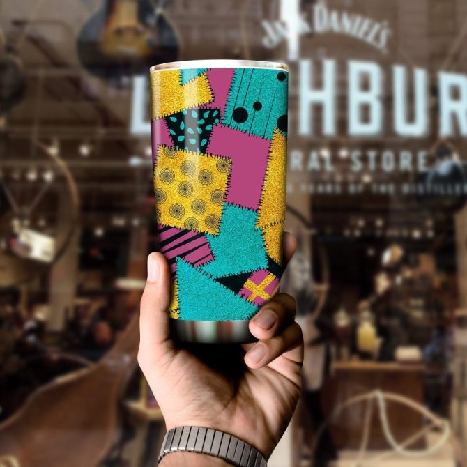 Colorful Abstract Pattern Tumbler With Lid - 20Oz Insulated Stainless Steel Travel Mug - Image 4