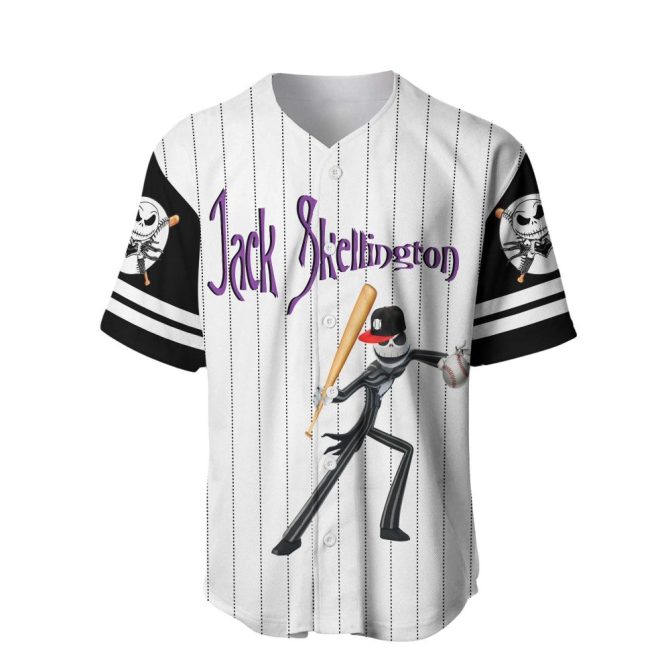 Jack Skellington Baseball Jersey – Unique Striped Sporty Tee For Fans , Limited Edition - Image 2