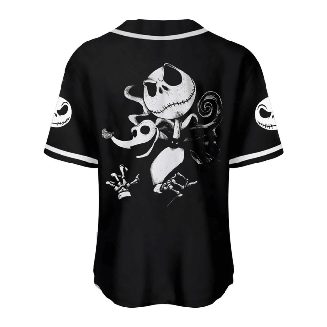 Jack Skellington Baseball Jersey - Nightmare Before Christmas Fan Gear - Unisex Black - Image 2