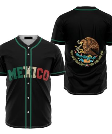 Men'S Mexico Baseball Jersey - Black With Eagle Emblem - Patriotic Sportswear