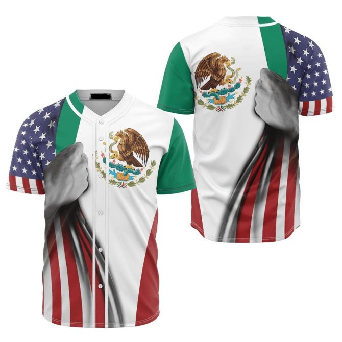 Patriotic Baseball Jersey - Usa & Mexico Flag Design, Unisex, Soft Fabric - Celebrate Unity!
