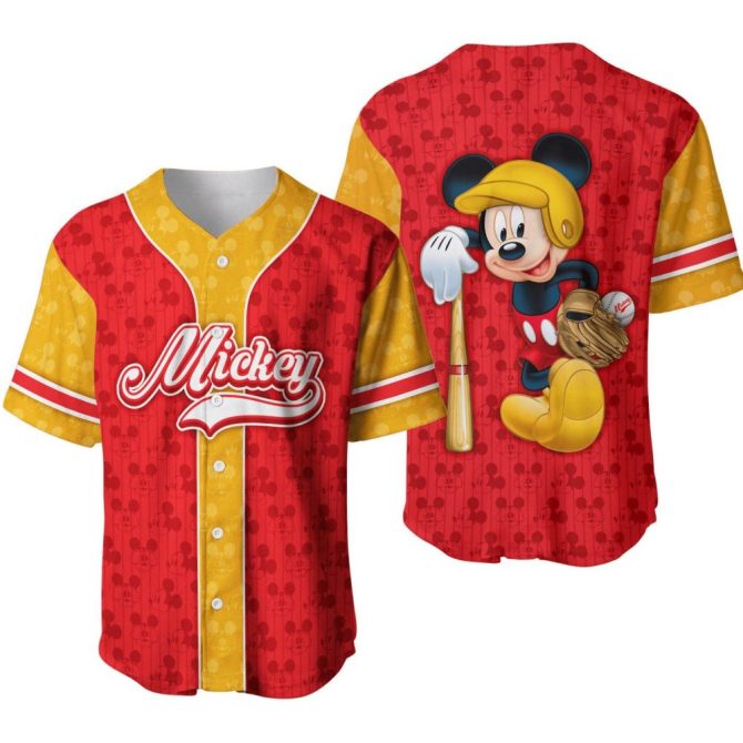 Disney Mickey Baseball Jersey – Colorful Cartoon Sportswear For Fans