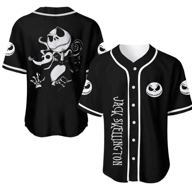 Jack Skellington Baseball Jersey - Nightmare Before Christmas Fan Gear - Unisex Black