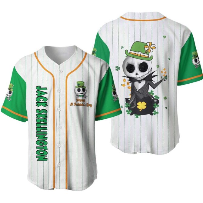 Jack Skellington St. Patrick'S Day Baseball Jersey – Fun Holiday Apparel